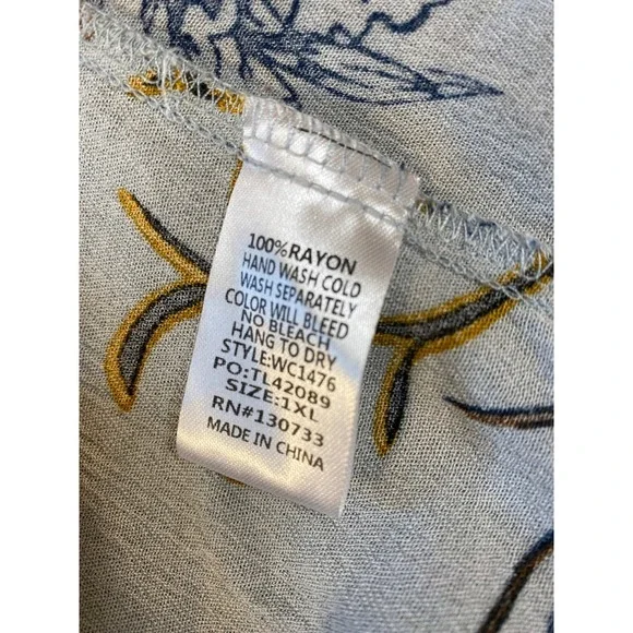 Umgee Patchwork Floral Print Handkerchief Uneven Hem Midi Dress Blue Yellow 1XL - Picture 5 of 7